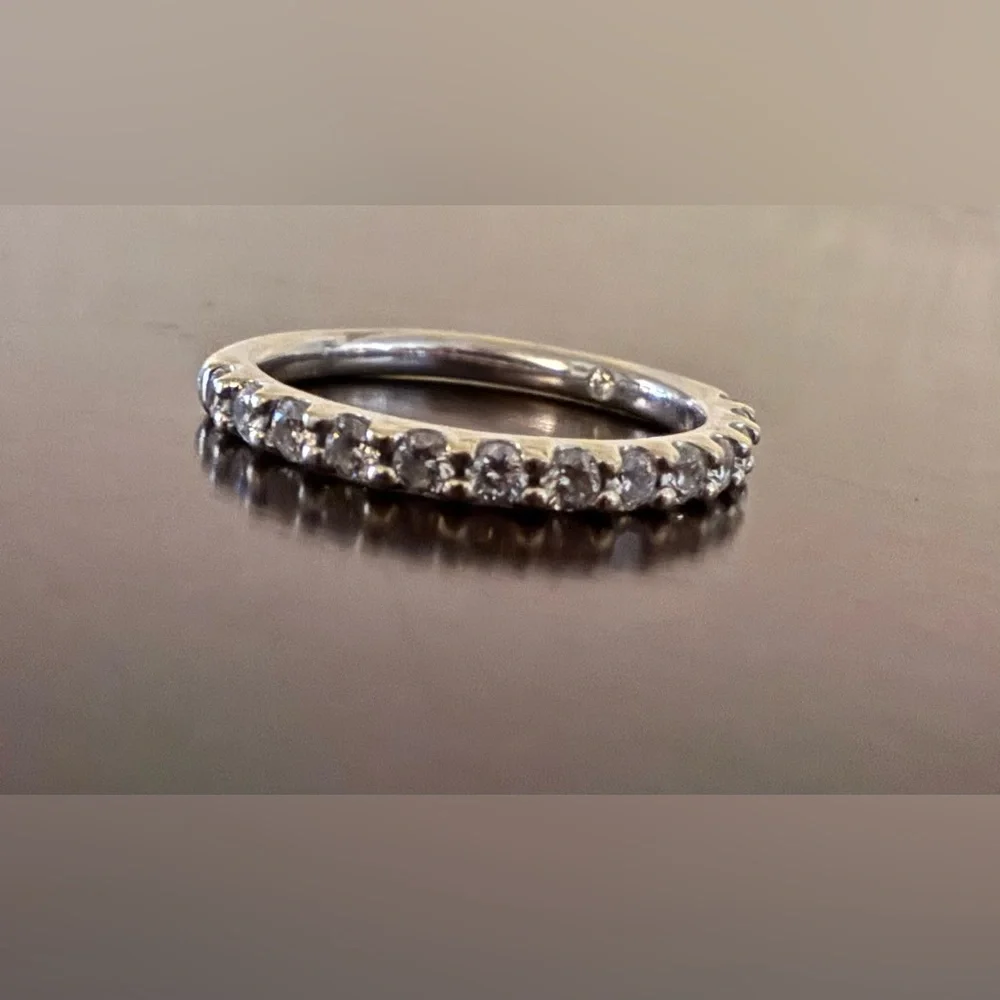 14K White Gold Leo Diamond Eternity Band Ring | 3/8 CT | Size 7